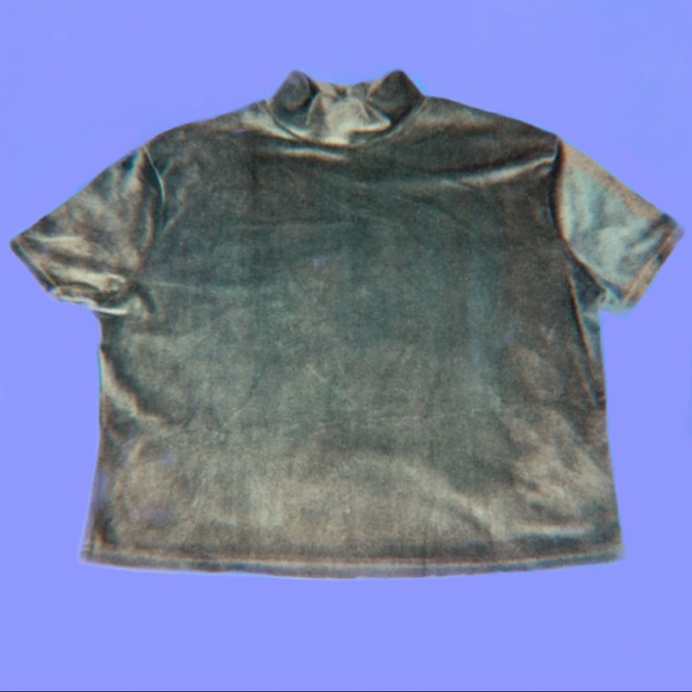 Women’s Forever 21+ Green Velvet Mock Neck Crop Top (Size 0X)